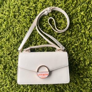 Small Cream Clutch with Orange and Gold Detail